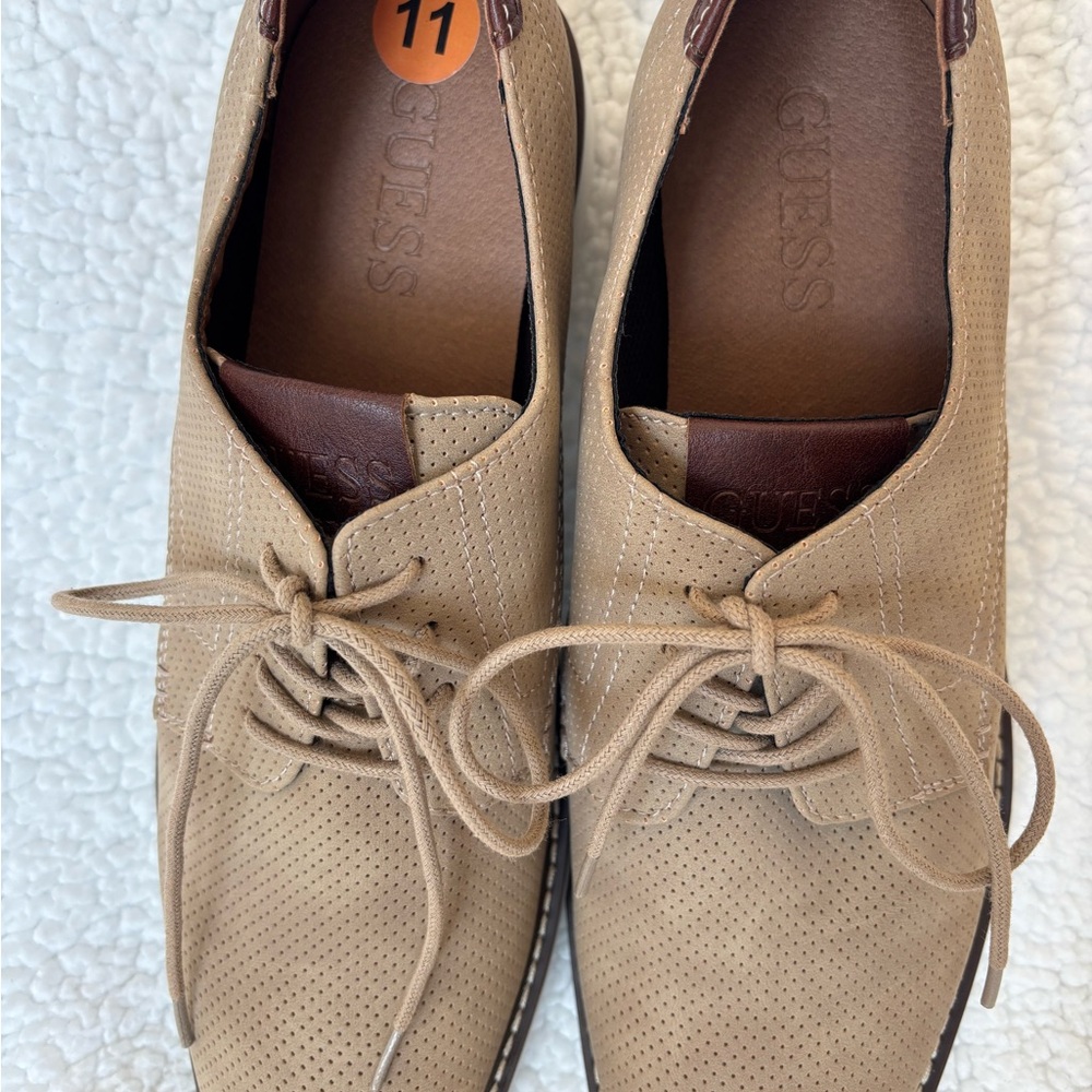 Guess Beige Perforated Lace-Up Sneakers